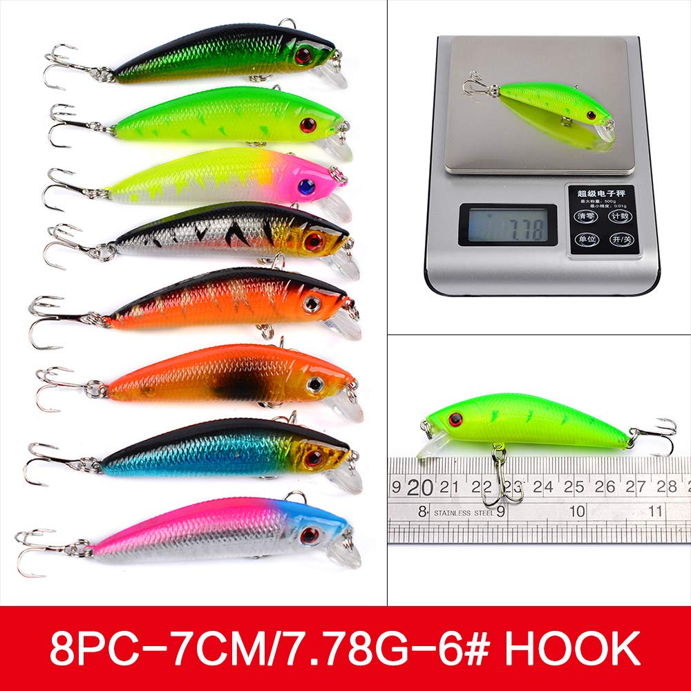 Kit di Esche da Pesca, 56PCS Artificiale Richiamo Set Crankbaits Swimbait Cucchiaini Attrezzatura Esche Artificiali Perfetto per Pesca #6
