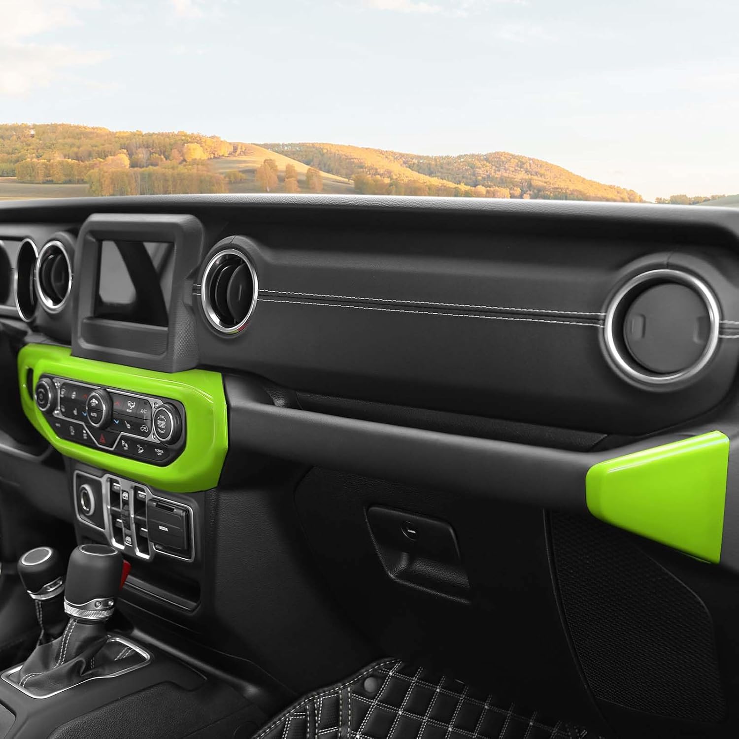 RT-TCZ for Jeep JL Center Dash AC Control Panel Trim Cover Green for Jeep Wrangler JL JLU Gladiator JT 2018-2023 Green Interior Accessories