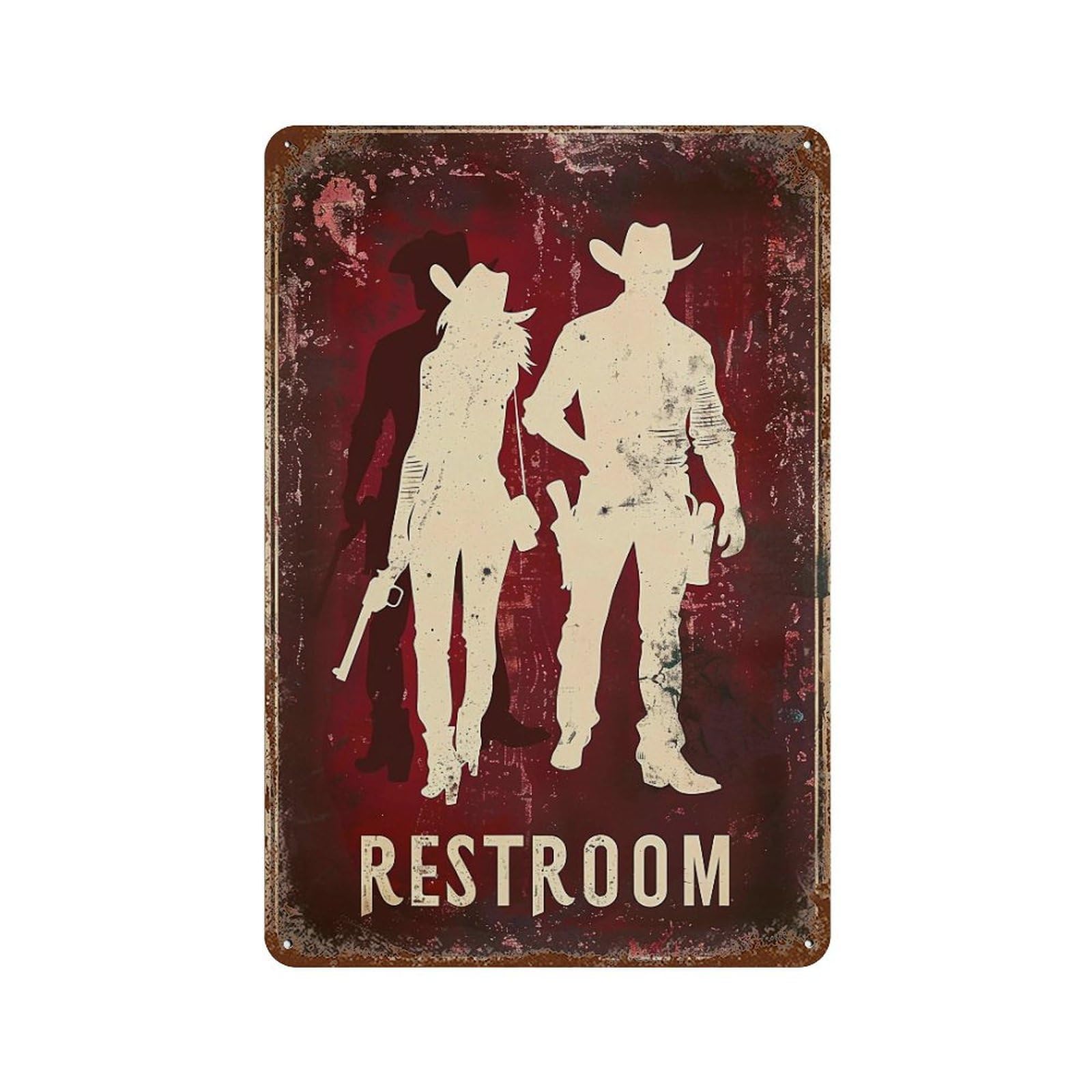 FHUYEURHRY Western Cowboy Restroom 02 Wall Decor Retro Iron Vintage Art Metal Tin Sign Poster Modern Home Cofffee Club Art Bar Shop Decorations Style-2 30x20cm