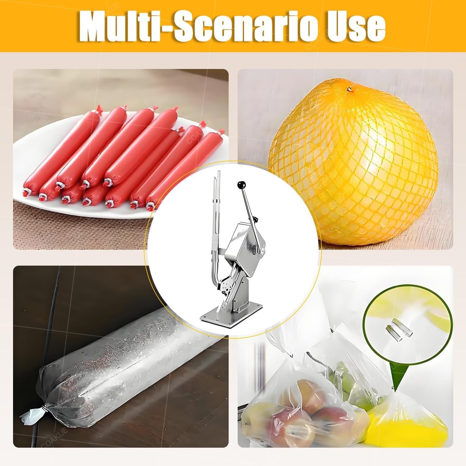 Sigillante in plastica alimentare a forma di U, strumento di tenuta in acciaio inossidabile con capacità di clip 150-200 pezzi, per supermercati, panetterie, impianti di lavorazione della carne