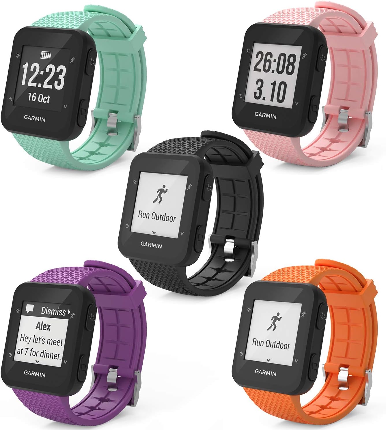 Replacement Watch Bands Compatible for Garmin Forerunner 35 Bands, 5PCS Soft