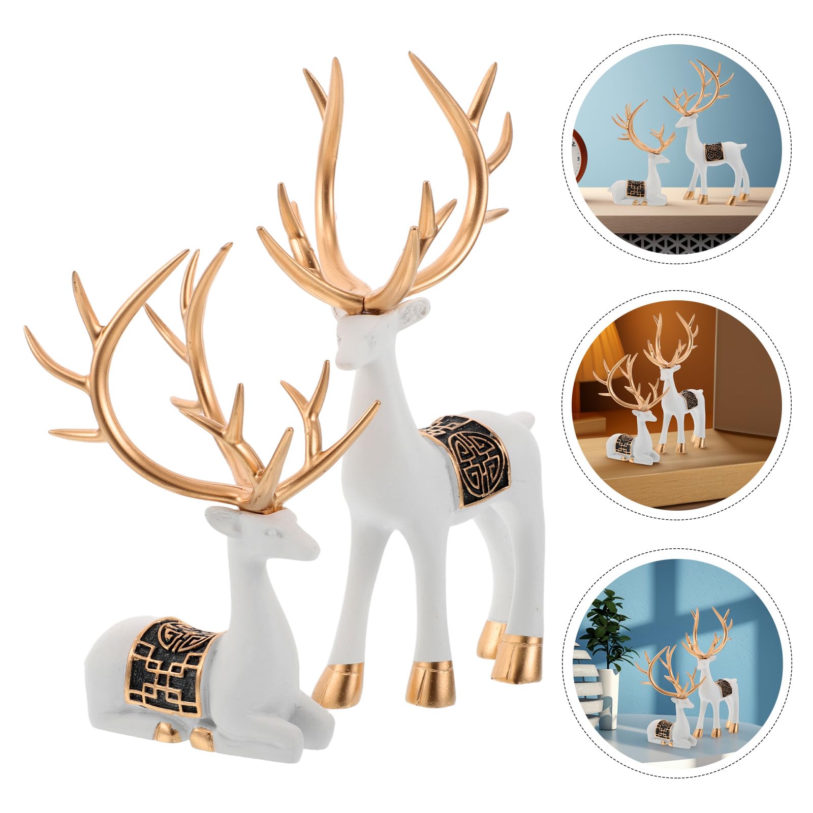 UPKOCH 1 Paar Rentierschmuck aus Keramik Vielseitig Platzierbare Elch Dekoration mit Elegantem Retro Design für Wohnzimmer und Bücherregal