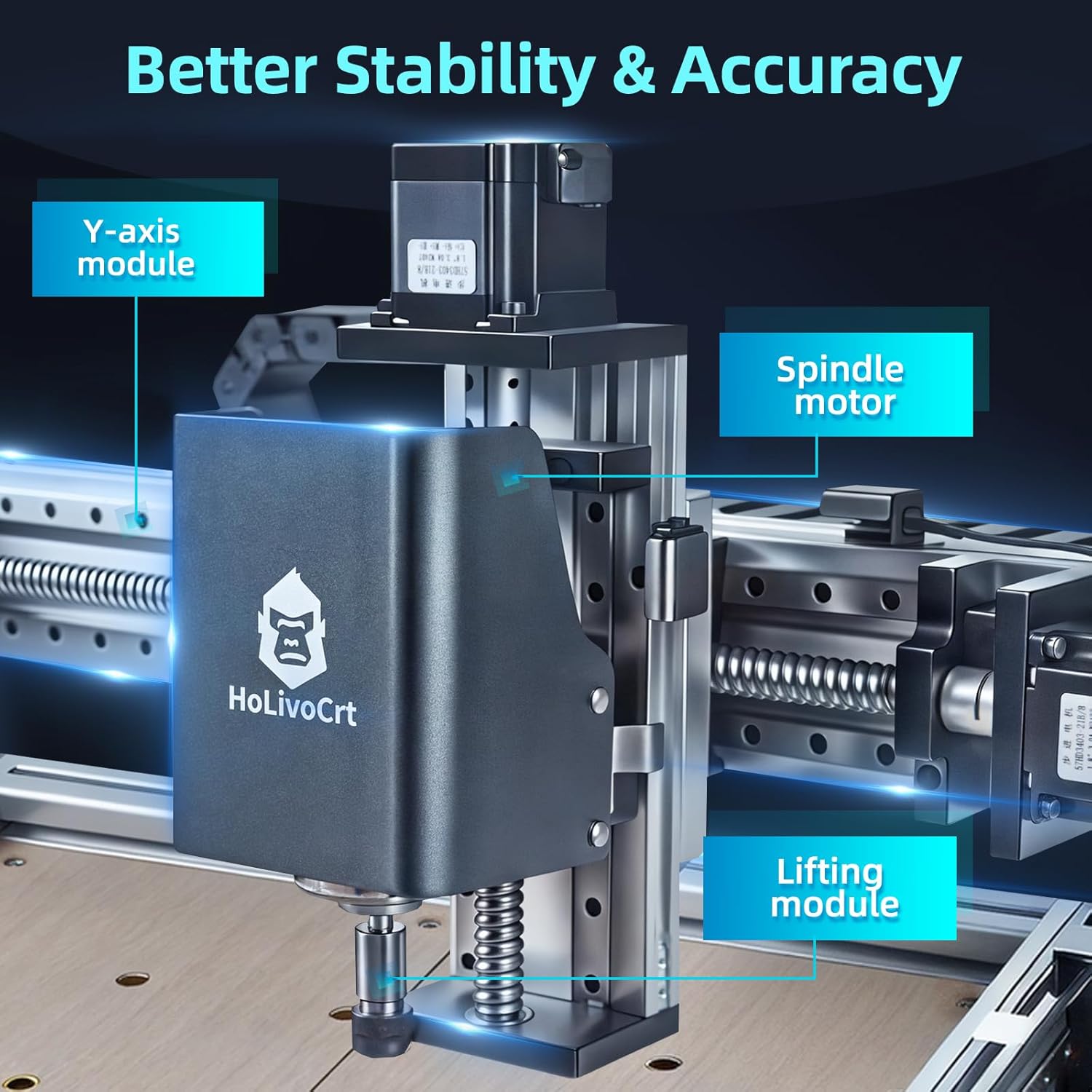Black Gold Desktop 3-Axis CNC Router, 500W Spindle, 16mm Ball Screw, Dust-Proof XYZ, 26"x25" Working Area, GRBL Controller for Wood Acrylic Aluminum PCB