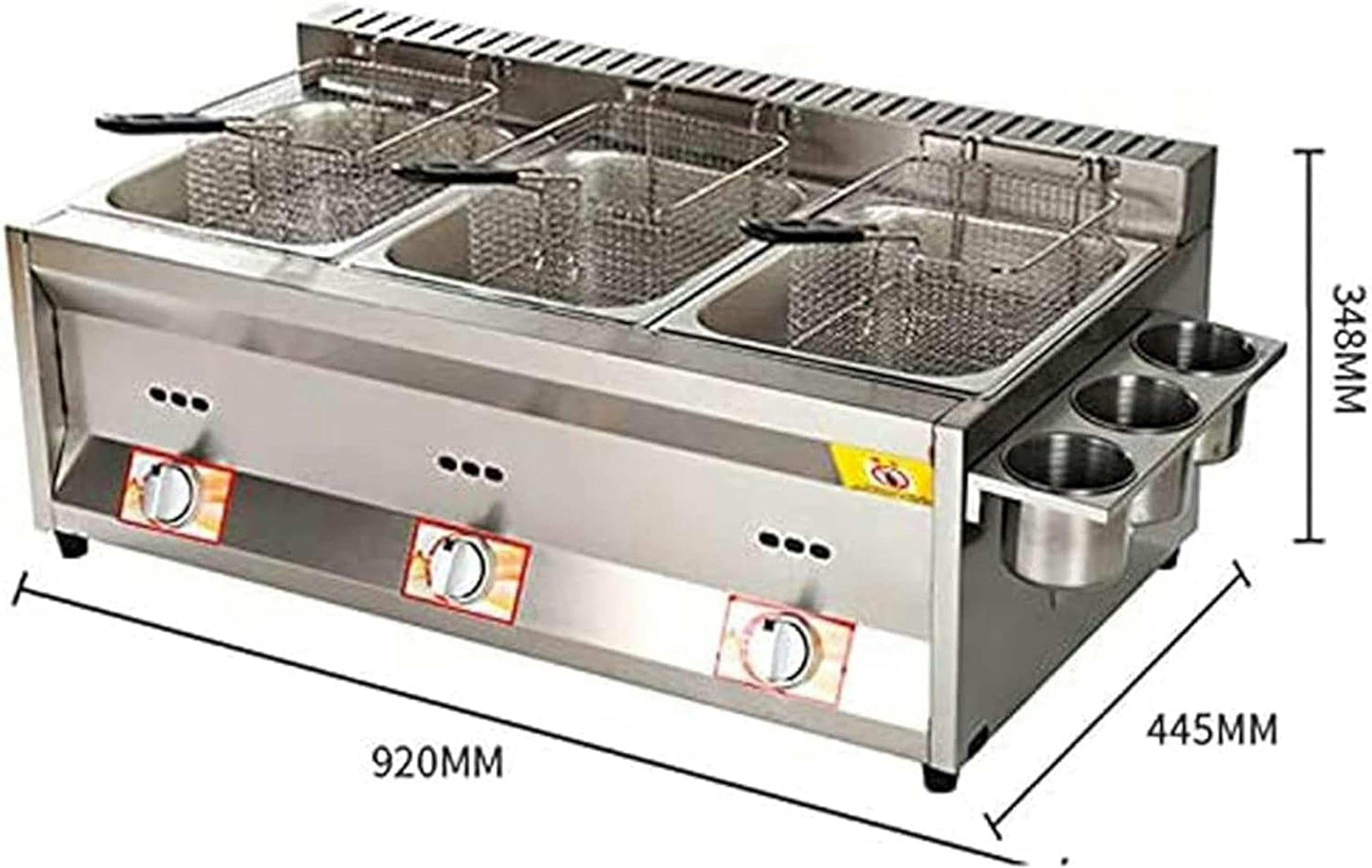 Friggitrice Professionale A Gas da 10 Litri, Regolazione Manuale della Temperatura, in Acciaio Inox, A Infrarossi, con Cestello Rimovibile, per Patatine Fritte