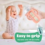 6Pcs Silicone Sleeves for Avent Baby Bottles,Silicone and Easy-Grip Handles,Anti Breakage Holder for Natural Glass Baby Bottles, Compatible with Avent 8oz Glass Bottle, Heat Retention & Safety