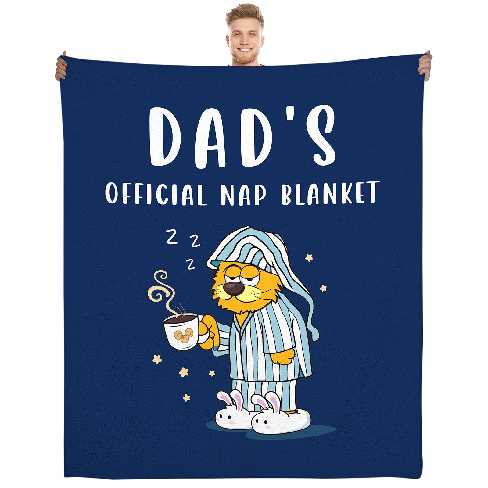 Poekuao Dad’s Official Nap Blanket - Funny Gift for Daddy, Cozy Flannel Throw Blanket for Father’s Day, Christmas, or Birthday, Soft Nap Blanket for