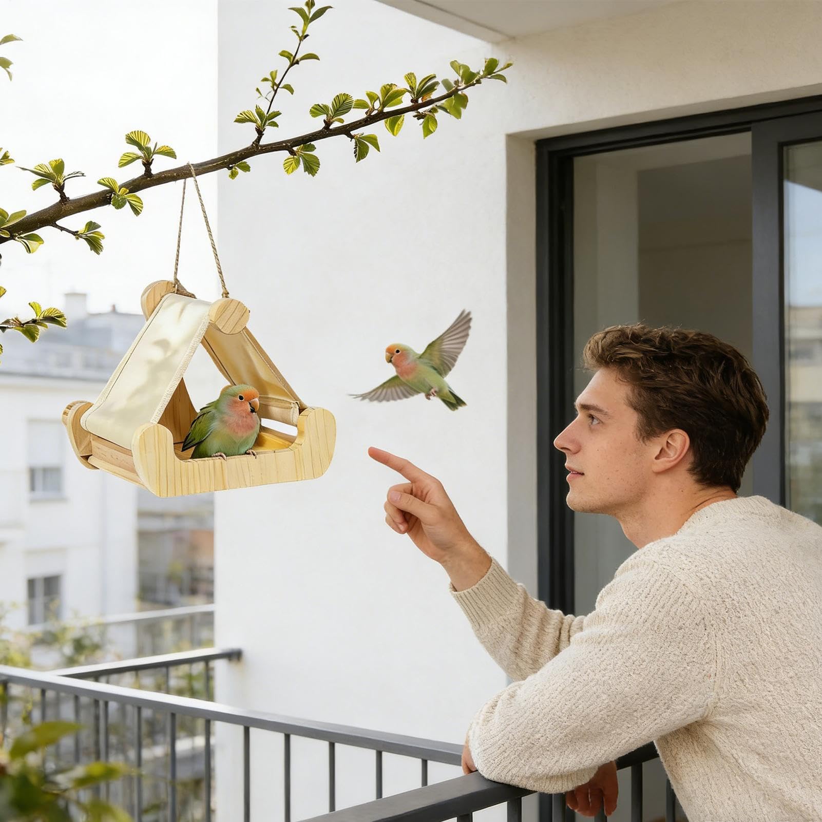 Hamaca Para Jaula De Aves Hamaca Para Dormir De Madera Para Aves Con | Percha Para Cacatúas Para Conure, Cacatúa, Loro, Periquitos, Agapornis, Guacamayo, Periquito