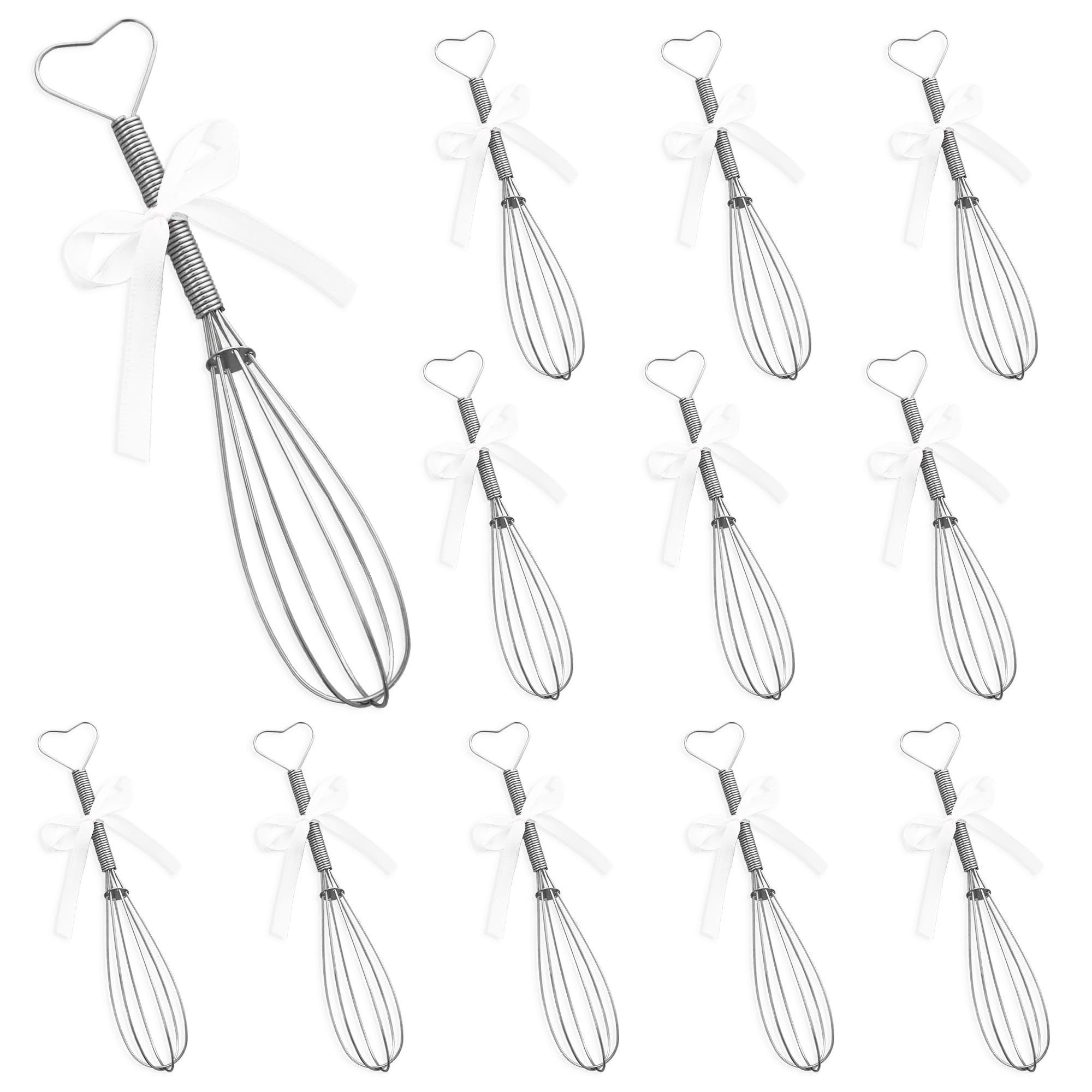 Mini Whisk with Heart Shaped Handles | Set of 12 Whisks | 6 Inch Stainless Steel Whisks | DIY Valentine Gift | Classroom Valentines | Dinner Party Favor