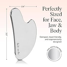 Kitsch Stainless Steel Gua Sha Facial Tools - Guasha Tool for Face, Face Sculpting Tool, Jawline Shaper, Double Chin Reducer, Body Gua Sha Tools, Lymphatic Drainage Massager, Facial Skin Care - Silver
