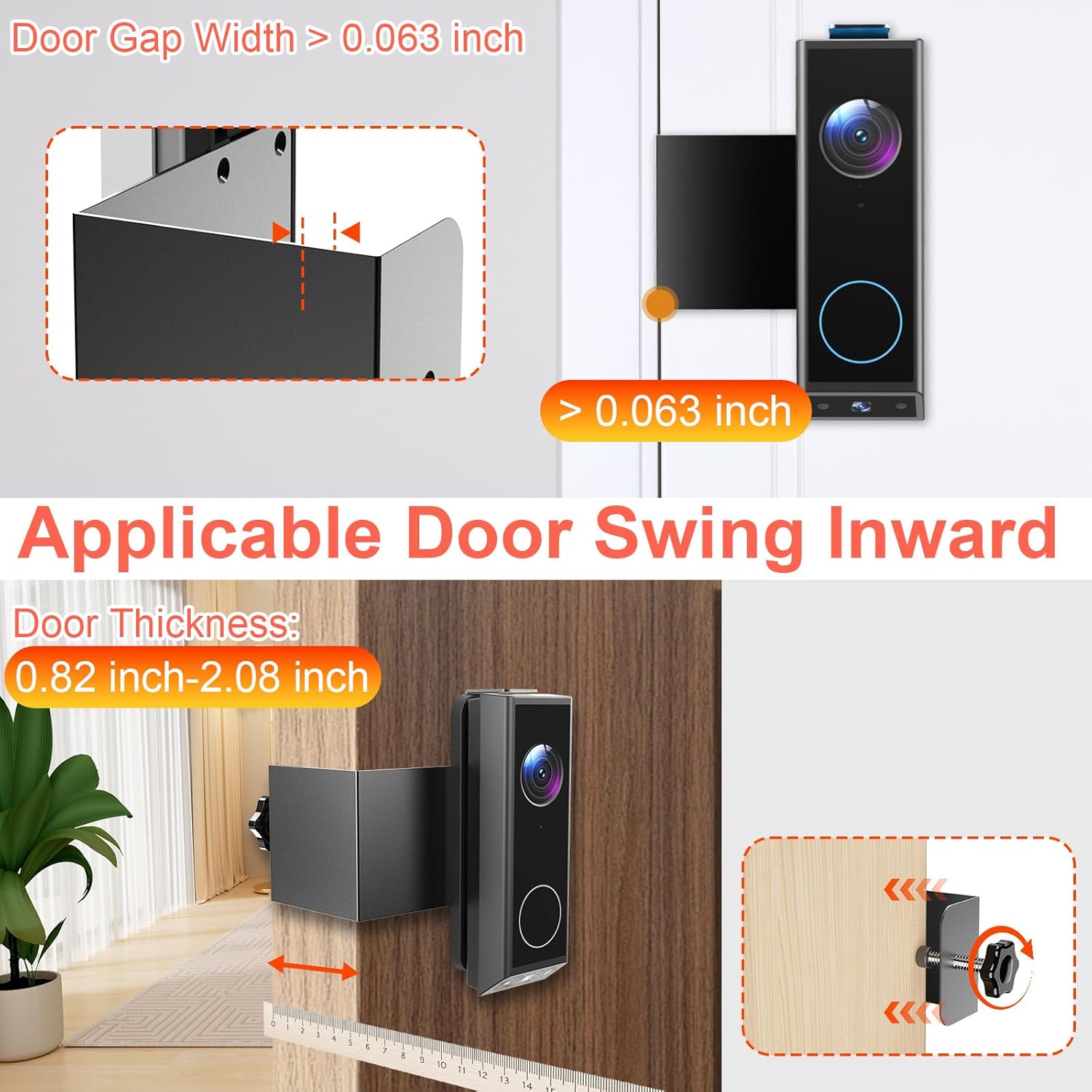 Anti-Theft Video Doorbell Mount for Eufy E340, Doorbell Camera Mount, No Drill Adjustable Mounting Bracket Holder Accessories for Apartment Rentals, Enhanced Protection Doorbell Mount Bracket - Image 4