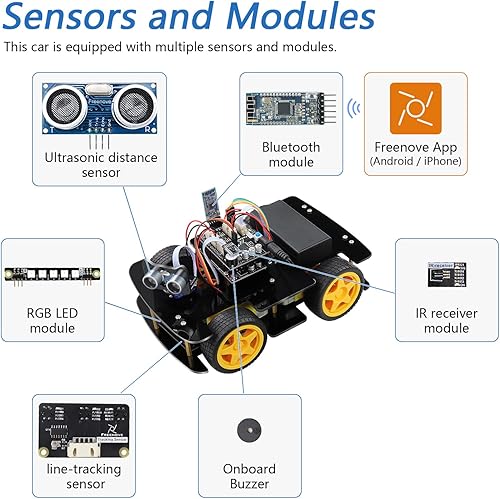 Vista 13 de Freenove Kit de coche 4WD con control remoto (compatible con Arduino IDE), seguimiento de línea, evitación de obstáculos, aplicación de control Con