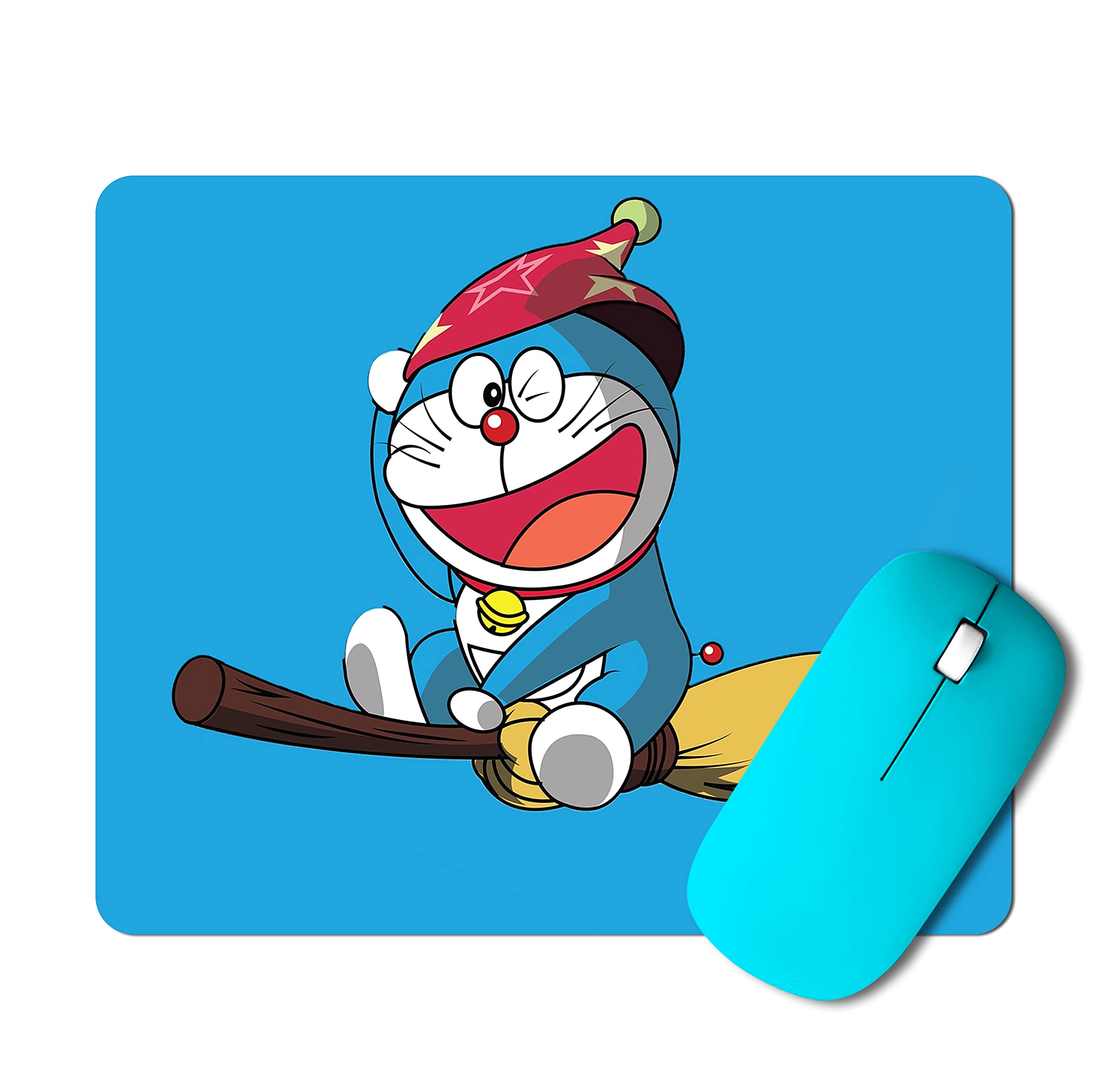 PrintLine Doraemon Fly Design Printed Mousepad for PC/Laptop Rubber Base, Laser and Optical Mouse Compatible | Anti-Skid Base Mousepad
