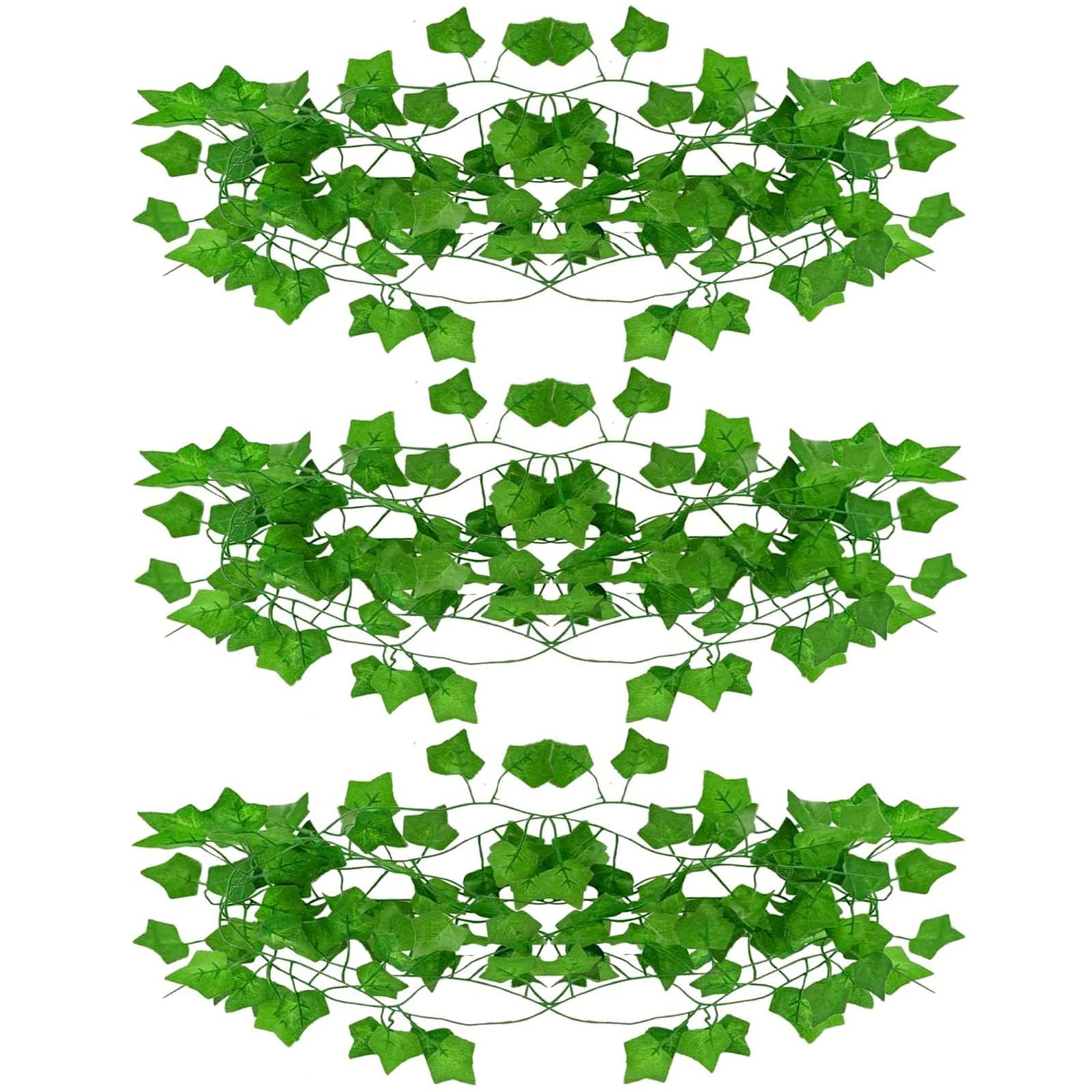 Fake Vines, 3pcs Artificial Ivy Garland, Aesthetic Hanging Vines,Ivy Uv Resistant Green Leaves Fake Plants For Wedding Party Room Decor Office Garden Wall Decoration