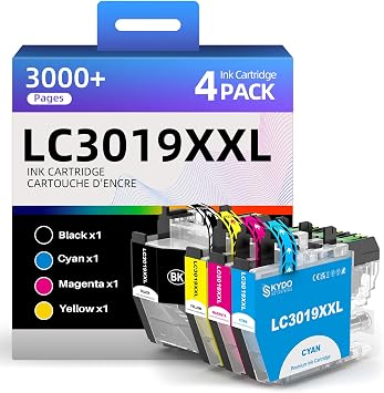 Skydo LC3019XXL Ink Cartridges Replacement for LC3019 XXL LC 3019-XXL LC3019 Work with MFC-J5330DW MFC-J6530DW MFC-J6730DW MFC-J6930DW Printers Black, Cyan, Magenta, Yellow, 4 Pack