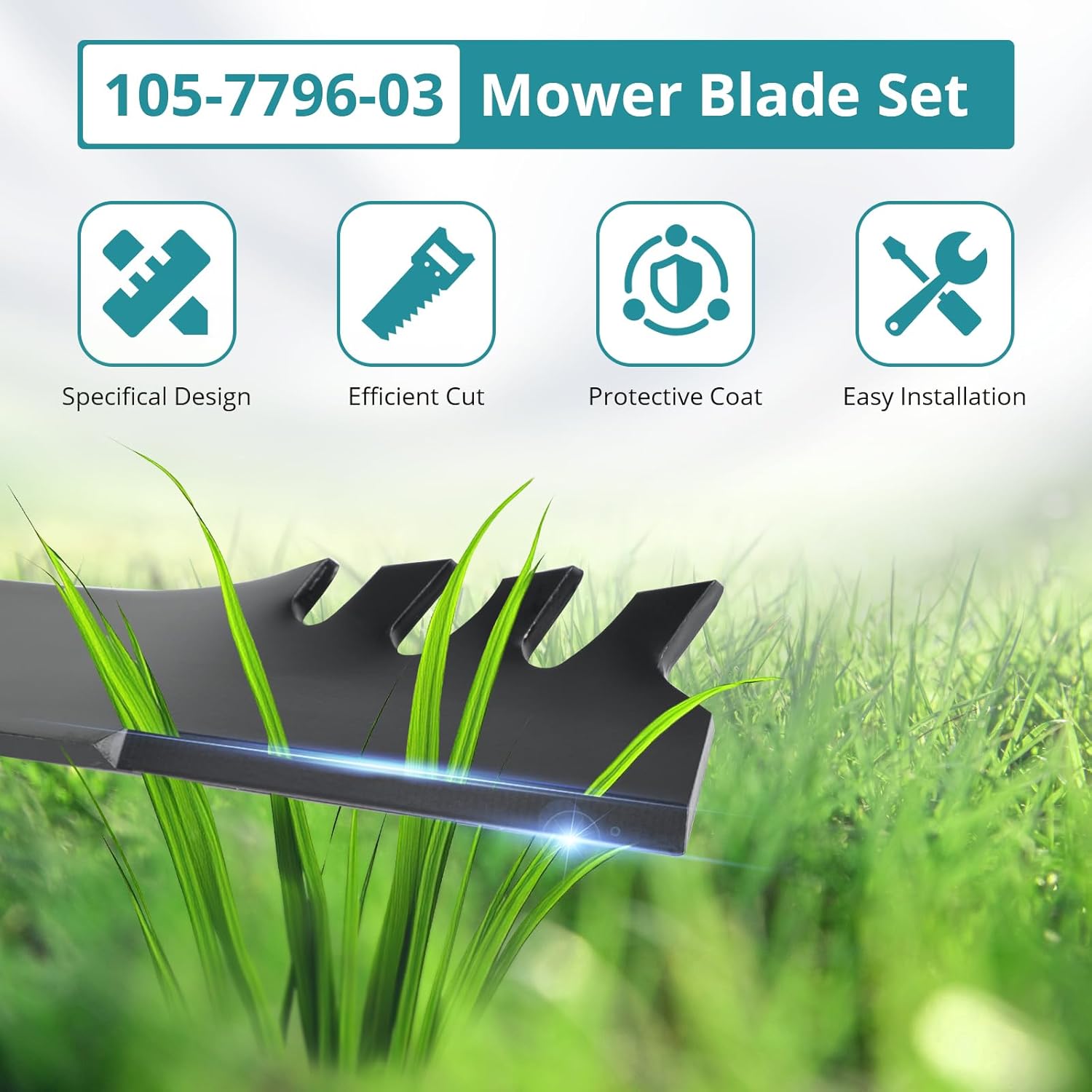 3-Pack 105-7796-03 108-1118 Toothed Mulching Blade, Replacement for Toro Z Master Z400 Z441 Z449 Z450 Z500 Z528 with 52 Inch Mower Decks, Fits 105-7796 110-6837-03, 18" x 2.5" Lawn Mower Blades