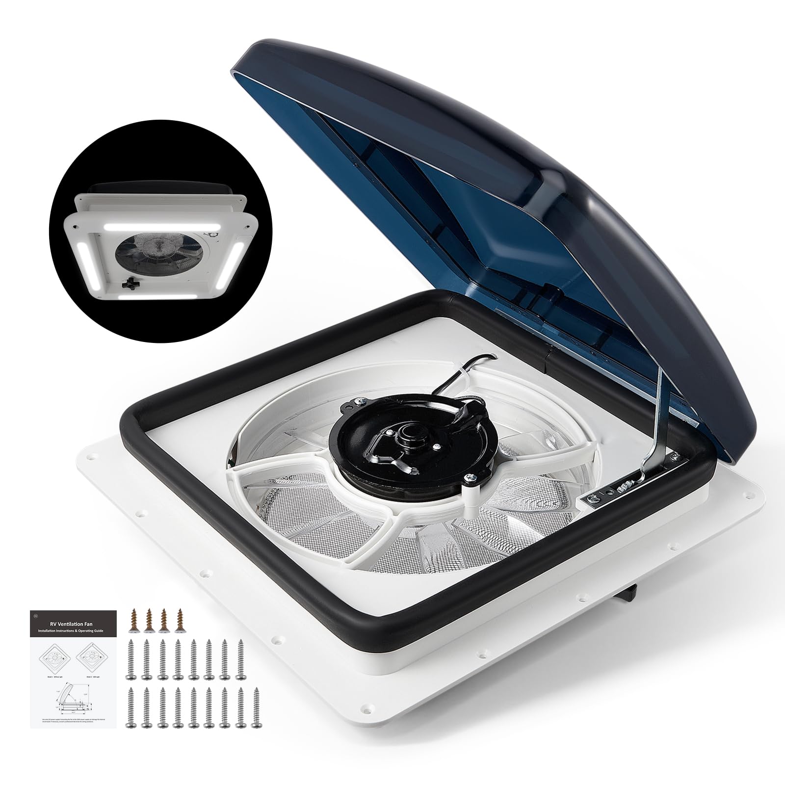 Ventilatore Da Tetto Per Camper con luce LED e finestra, Ventola di scarico reversibile