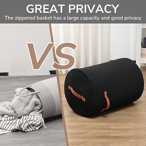 Miniatura 4 de CHICVITA Cesta alta para ropa sucia con tapa, cesta grande para ropa sucia para dormitorio, contenedor de lavandería para ropa, mantas, juguetes,