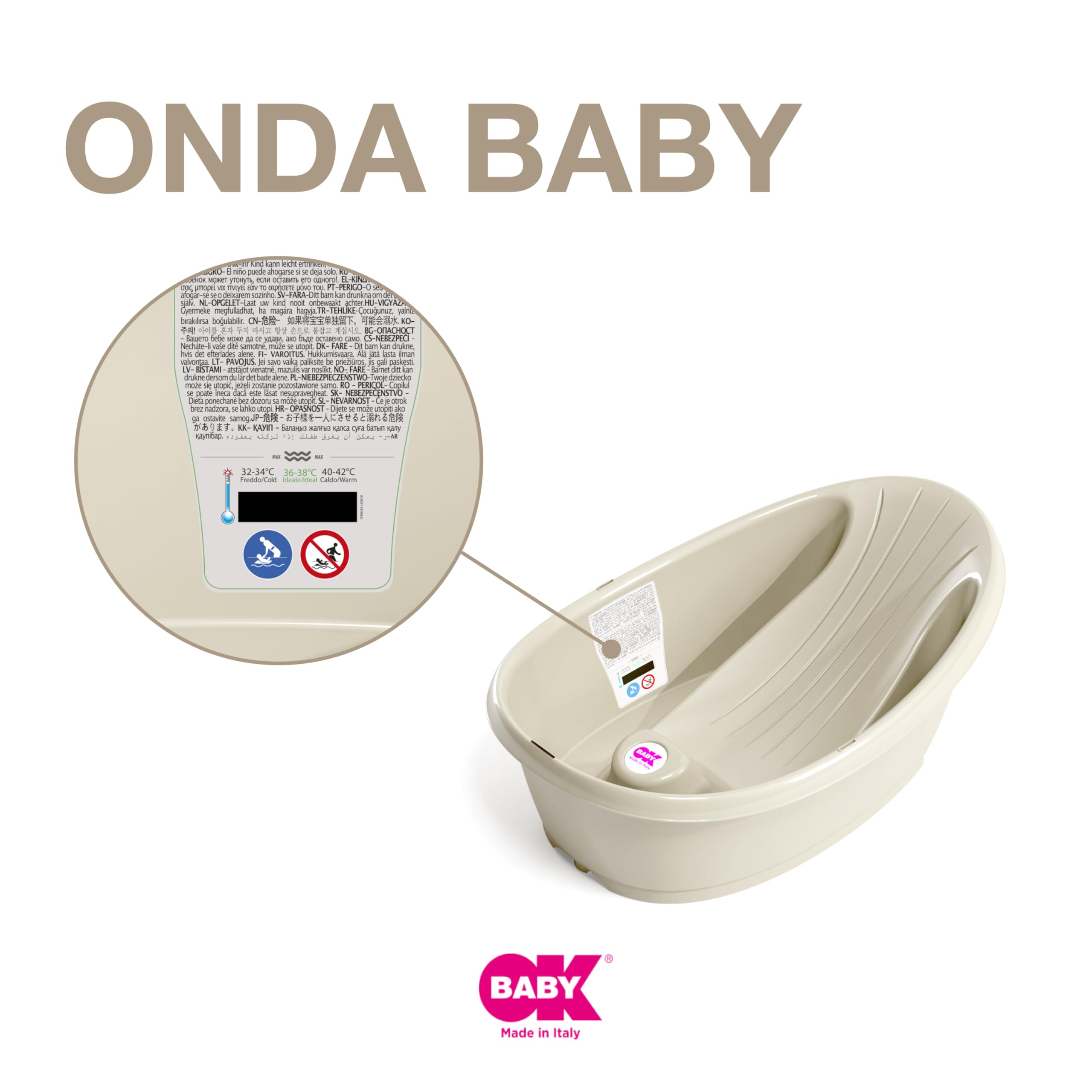OKBABY Onda Baby - Baignoire Légere et Compacte pour le Bain du Nouveau-né 0-12 Mois - Blanc