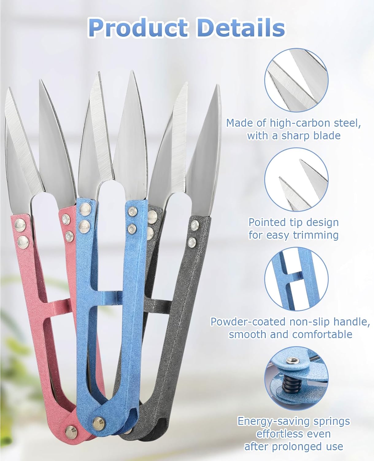 12 PCS Thread Snips, 4.1" High-Carbon Steel Yarn Scissors for Crocheting Sewing Stitch Knitting Diy Crafts image 4