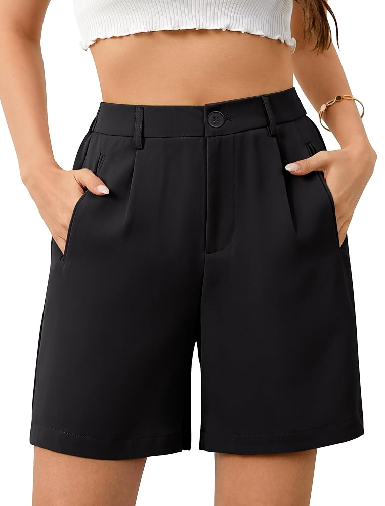 Eddoyee High Waisted Bermuda Wide Leg Tailored Shorts