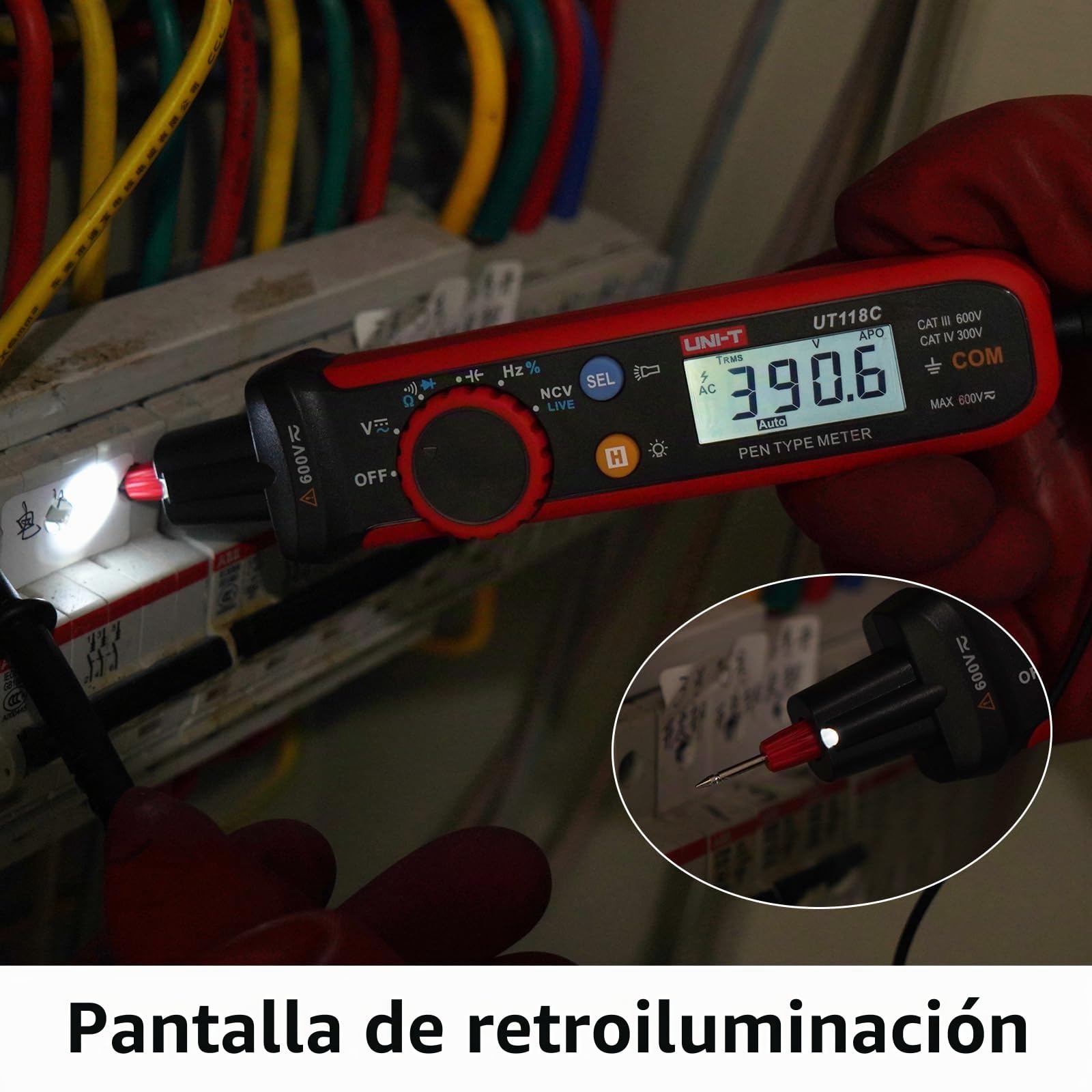 UNI-T UT118C - Multímetro digital True RMS Digital 6000 recuentos AC/DC Voltaje Resistencia Capacidad Frecuencia Diodo EF NCV Multitester
