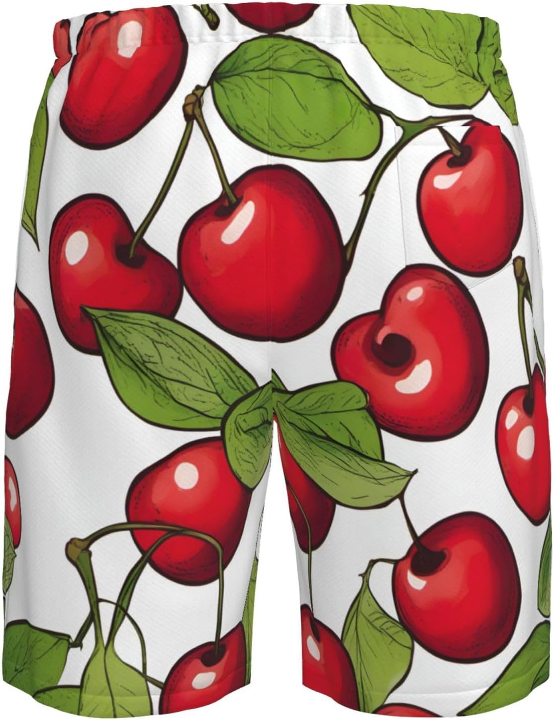 Lovely Sweet red Cherry 3 Print Men's Quick-Drying Shorts Casual Beach Pants Stretch Waist Shorts and Pockets