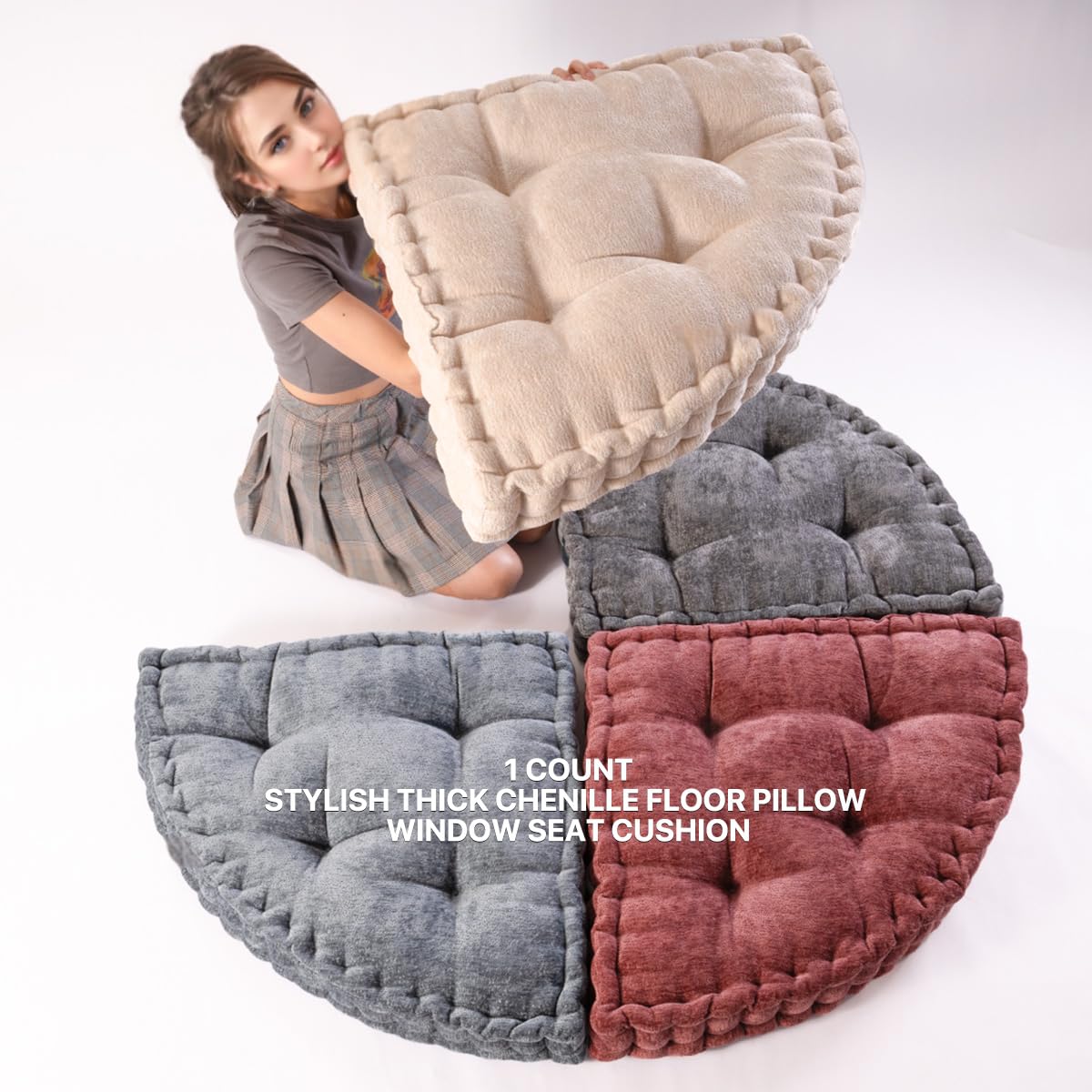 Amazon.com: TEXSTEAD Fan-Shaped Floor Cushion Corner Nook Floor