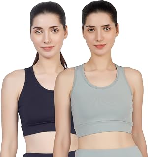 BLUEFICUS Sports Bra for Women | Non-Padded High Support Gym, Yoga & Running Bra | Seamless Sweat-Wicking Polyester Workou... Price In India