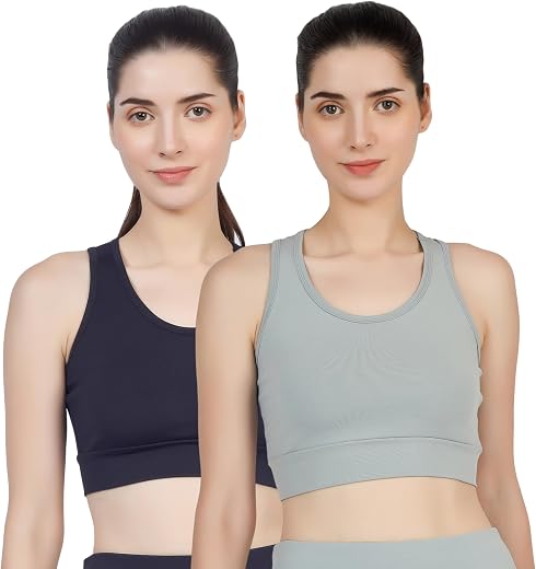 BLUEFICUS Sports Bra for Women | Non-Padded High Support Gym, Yoga &amp; Running Bra | Seamless Sweat-Wicking Polyester Workou...