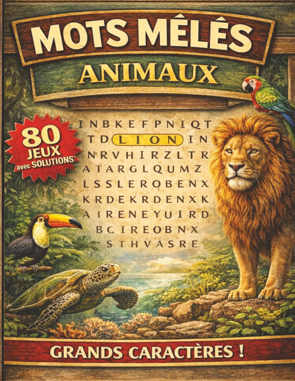Mots mêlés - Animaux: Mots mêlés adultes à GROS CARACTERES | Culture, mémoire et détente | 80 grilles et leurs solutions | + de 1000 mots cachés à trouver