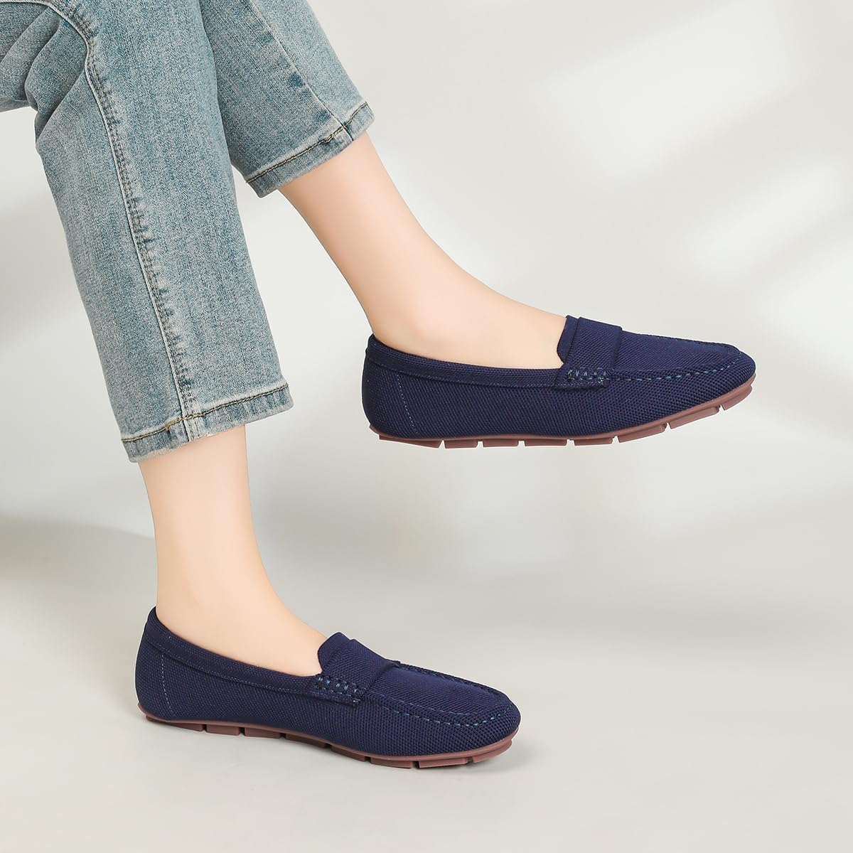 Women's Lightweight Knitted Loafers Casual Flat Shoes Comfortable Boat Shoes Flat Bottomed Breathable Shoes - Image 8