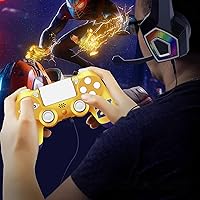 Vista 6 de Moofahom Controlador PS4 inalámbrico compatible con PS4SlimProPC con sensor de movimiento dual mejorado6 ejes Gamepad para juegos P4 con cable