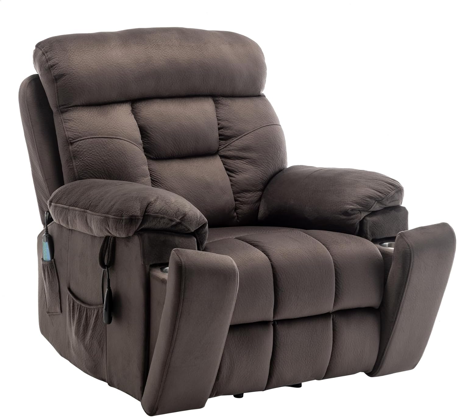 Oversized Lift Recliner Chairs for Elderly, 26in Extra Wide Power Chair with Massaga and Heating, Large Electric Lay Flat Recliners Sofa for Big and Tall Adult Lounging, Velvet Chocolate
