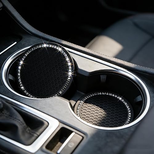 Vista 2 de Yousheng – Portavasos para automóvil con brillantes, inserto universal con diamantes de imitación, antideslizante, accesorios de silicona adecuados