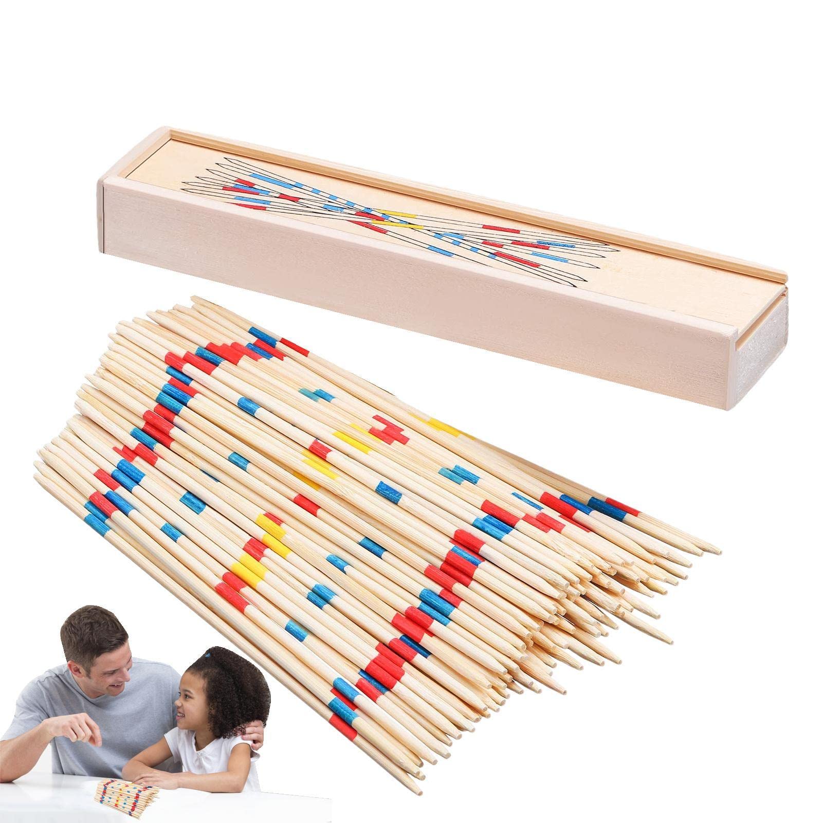 Republic Mikado Spiel - Mikado Sticks 41 Piezas | Juegos Familiares Tradicionales de Madera | Inteligencia y Cultivo del Cerebro | Juego en Interiores y Exteriores | para Viajes