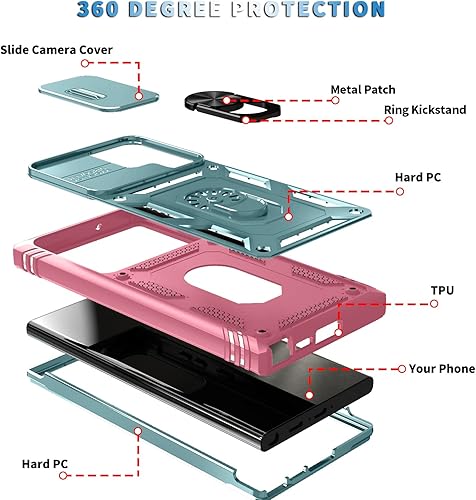 Miniatura 5 de Funda protectora para Galaxy S23 Ultra de 6.8 pulgadas, resistente a los impactos, con función atril para Samsung Galaxy S23 Ultra de 6.8 pulgadas