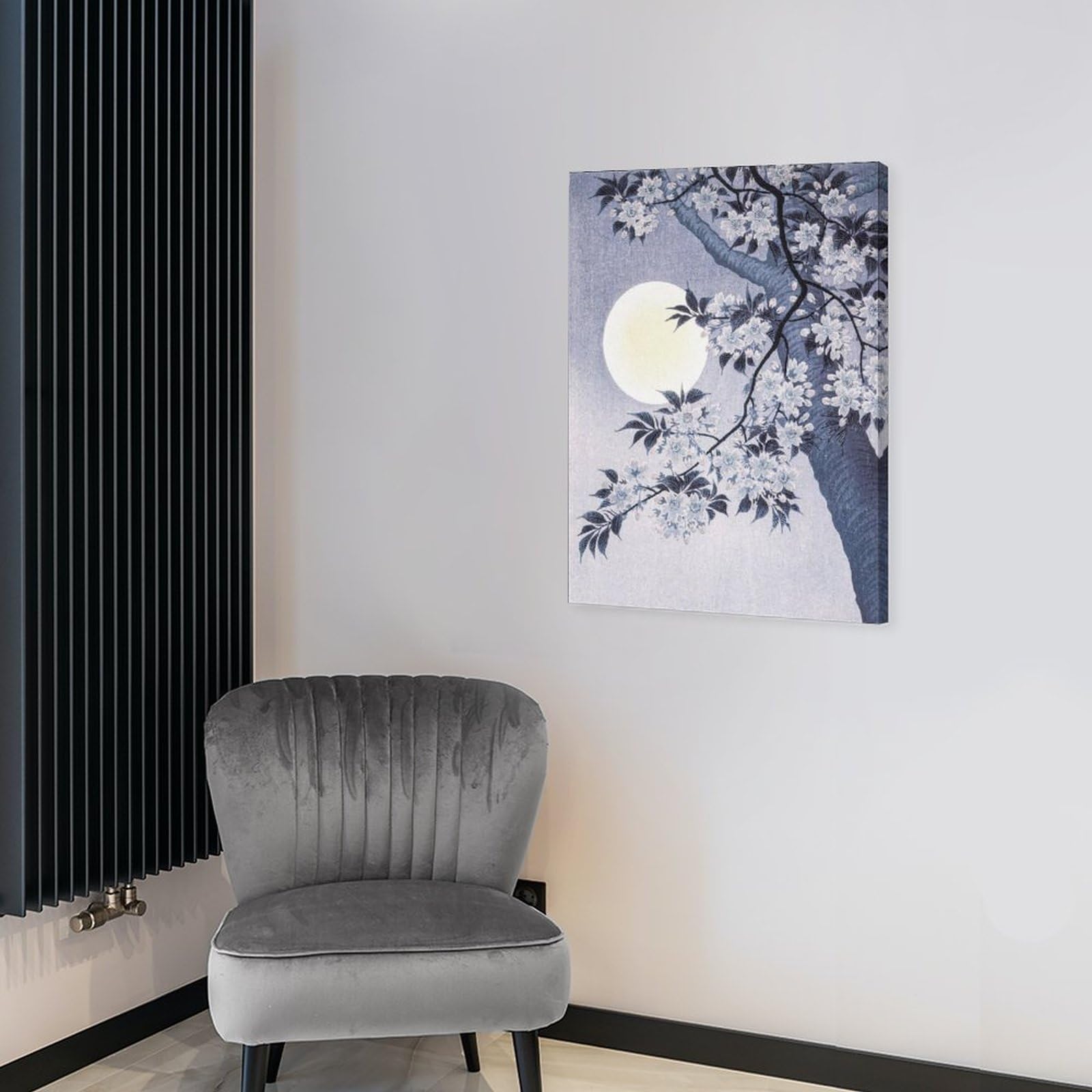 Amazon.co.jp: 絵画 咲く桜と月インテリア 絵画 日本の伝統的な