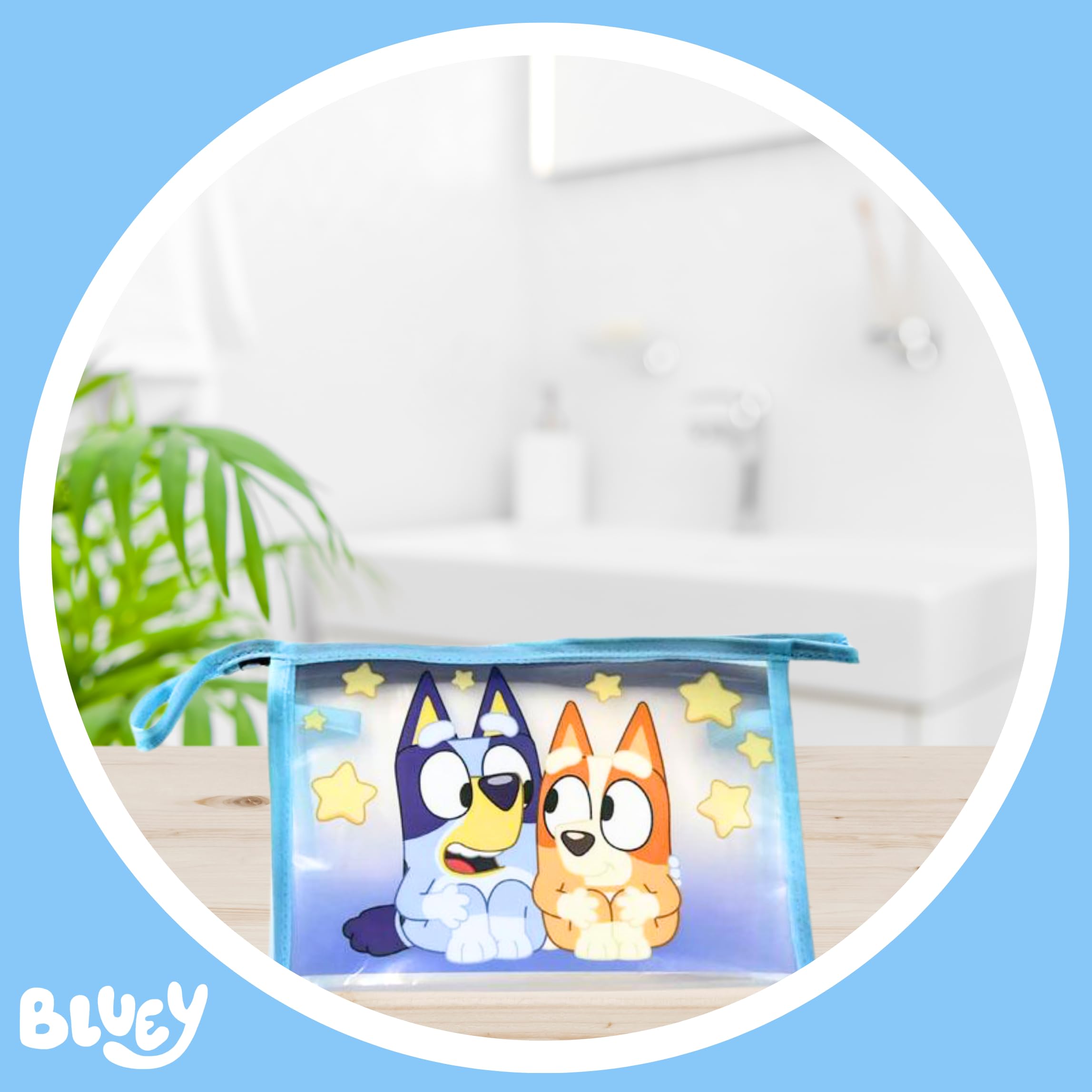 Bluey Borsa da Toilette per Bambini con Spazzola e Asciugamano