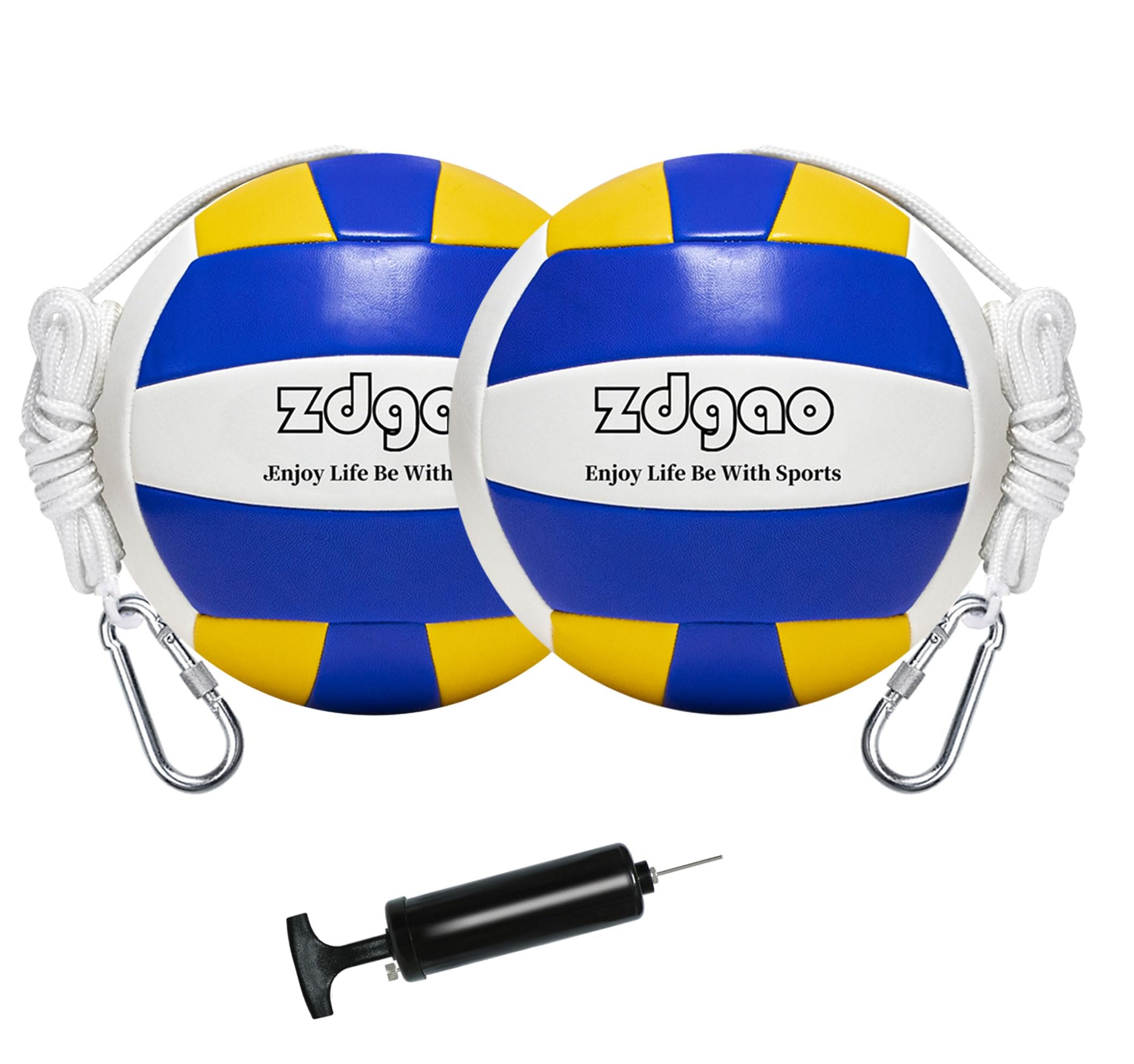 YDDS Tetherball and Rope, Replacement Tether Ball with Carabiner, Ball Pump with Needle for Kids and Adults Backyard Game (2 Base)