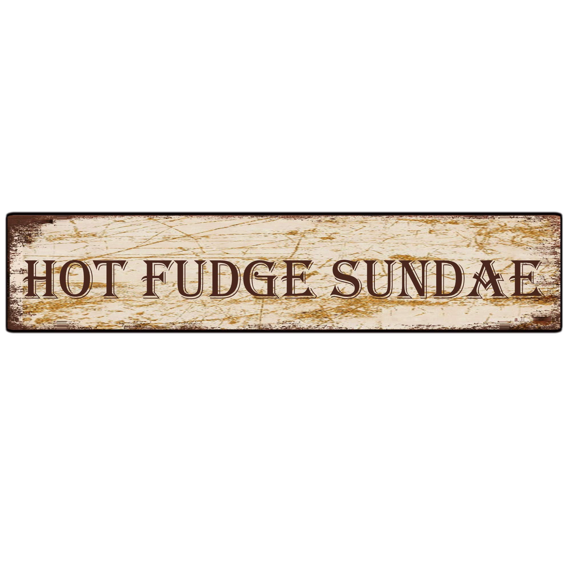 Hot Fudge Sundae Retro Tin Signs Aluminum Metal Sign for Kitchen Home Garden Wall Bar Cafe Decor 4x16 Inch