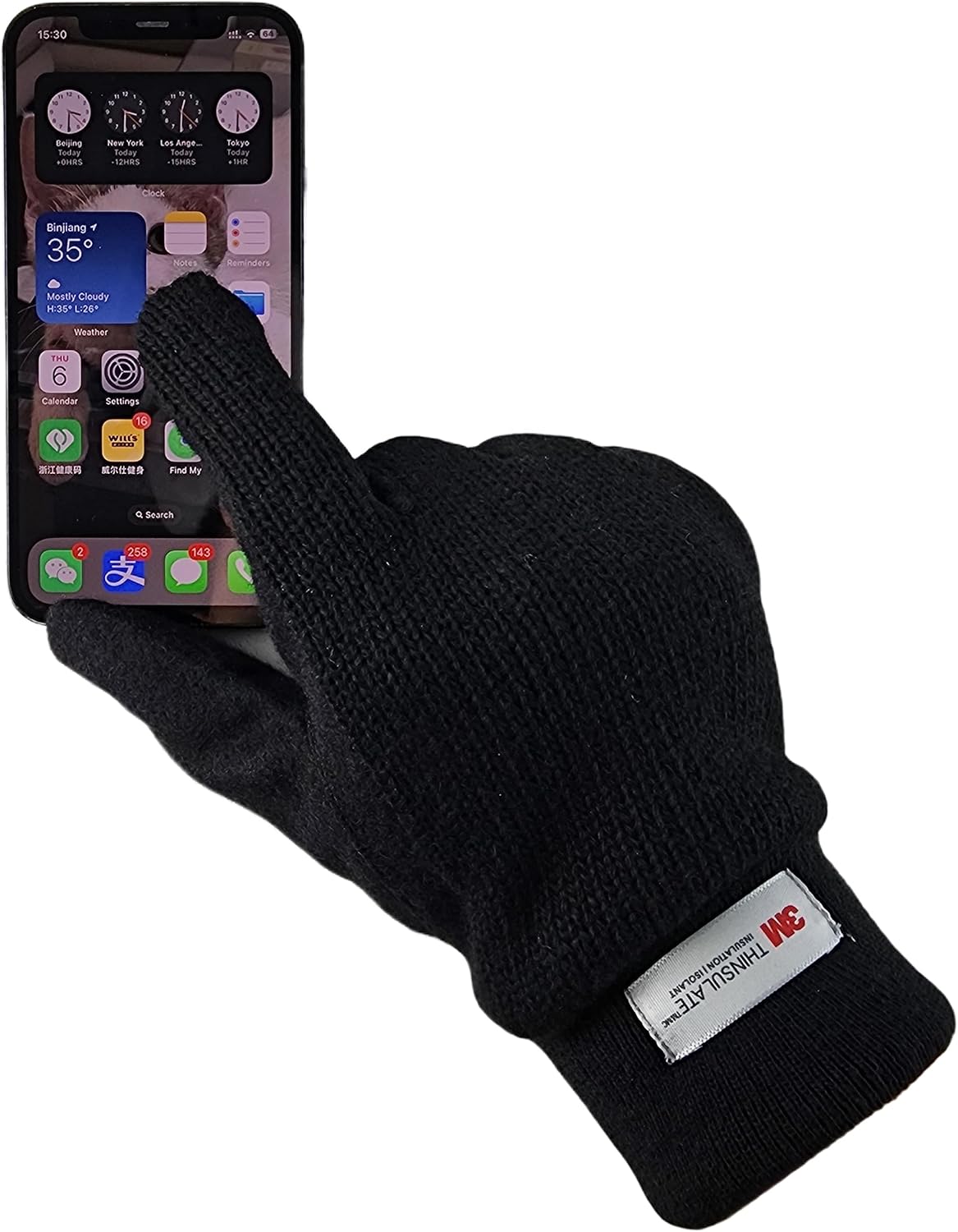 BRUCERIVER Men's Winter Wool Knit Touchscreen Warm Glove with Thinsulate Fleece Lining Turnover Cuff - Image 5