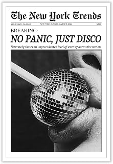 Beshdomp Vintage No Panic Just Disco Posters Black And White Newspaper Canvas Wall Art New York Times Magazine Headline Prints Painting For Home Bedroom Dorm Wall Decor 8x10in Unframed