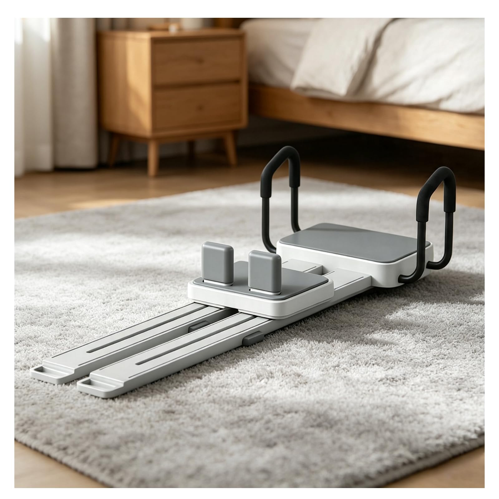 Pilates Reformer Board – Macchina 5-in-1 per allenamento muscolare | Addome, sci, push-up, Pilates, pressa gambe, 20 cuscinetti antiscivolo, 54dB, pieghevole, 8kg