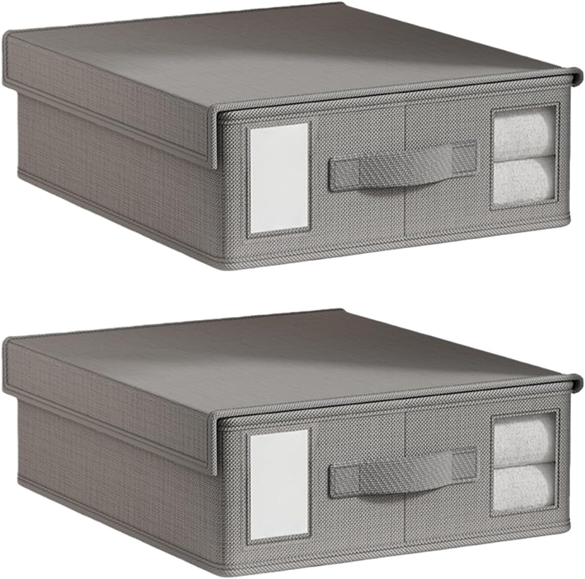 Large Capacity Nonwoven Fabric Bedding Organiser with Removable Lid and Transparency Window for Pillowcases Underwear Storage Organiser Box