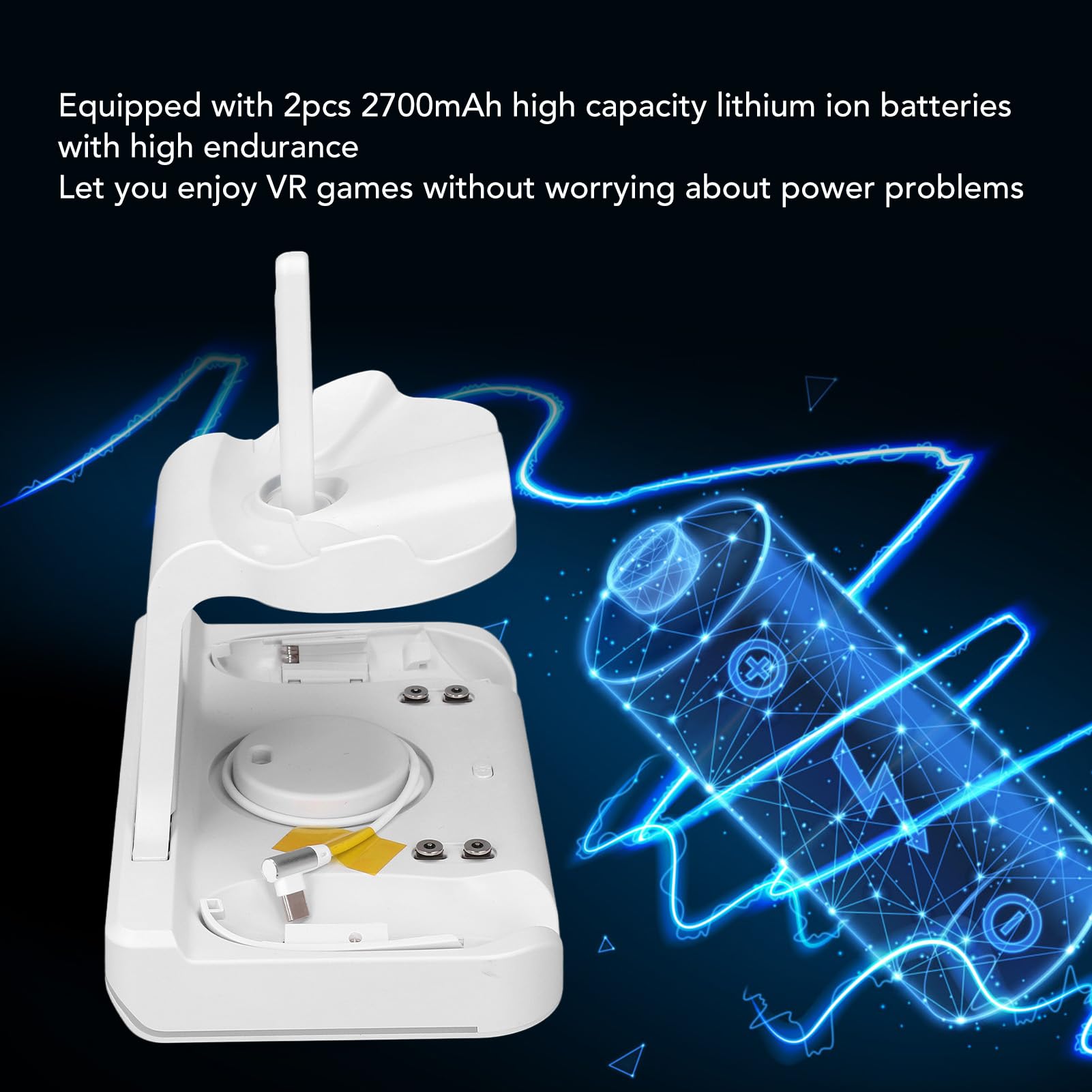 BONKZEBU Supporto di Ricarica per Controller VR Luce RGB, Stazione di Ricarica per Controller per Visore VR con 2 Batterie Ricaricabili, Supporto di per per Visore (Bianca)