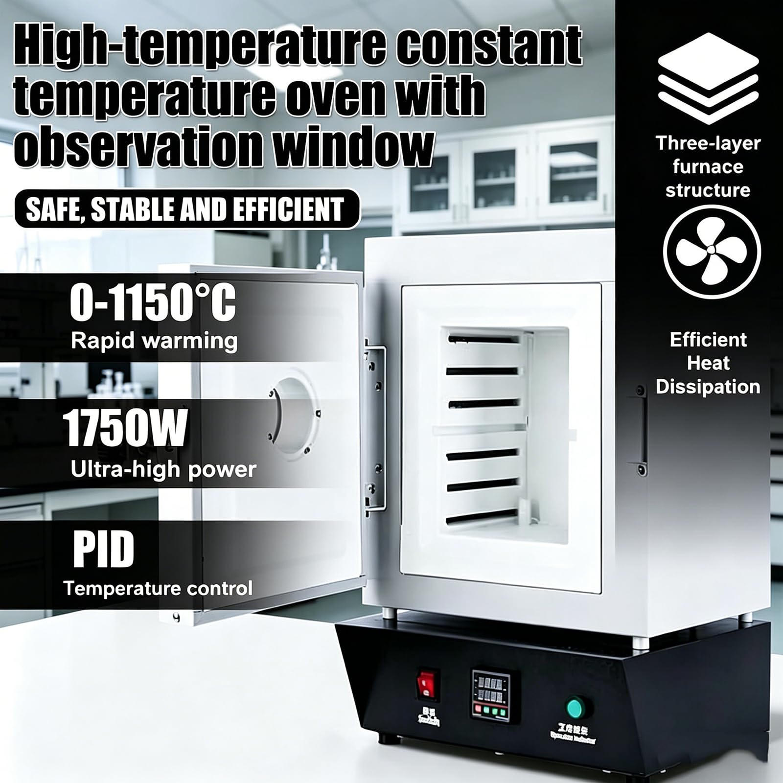 Horno Mufla Eléctrico Laboratorio Cerrado, Horno Alfarería 1750W Para Cerámica Doméstica, Horno Eléctrico Programable 1150 ℃ Con Controlador Digital Para Proyectos Bricolaje Y Cocción Yeso
