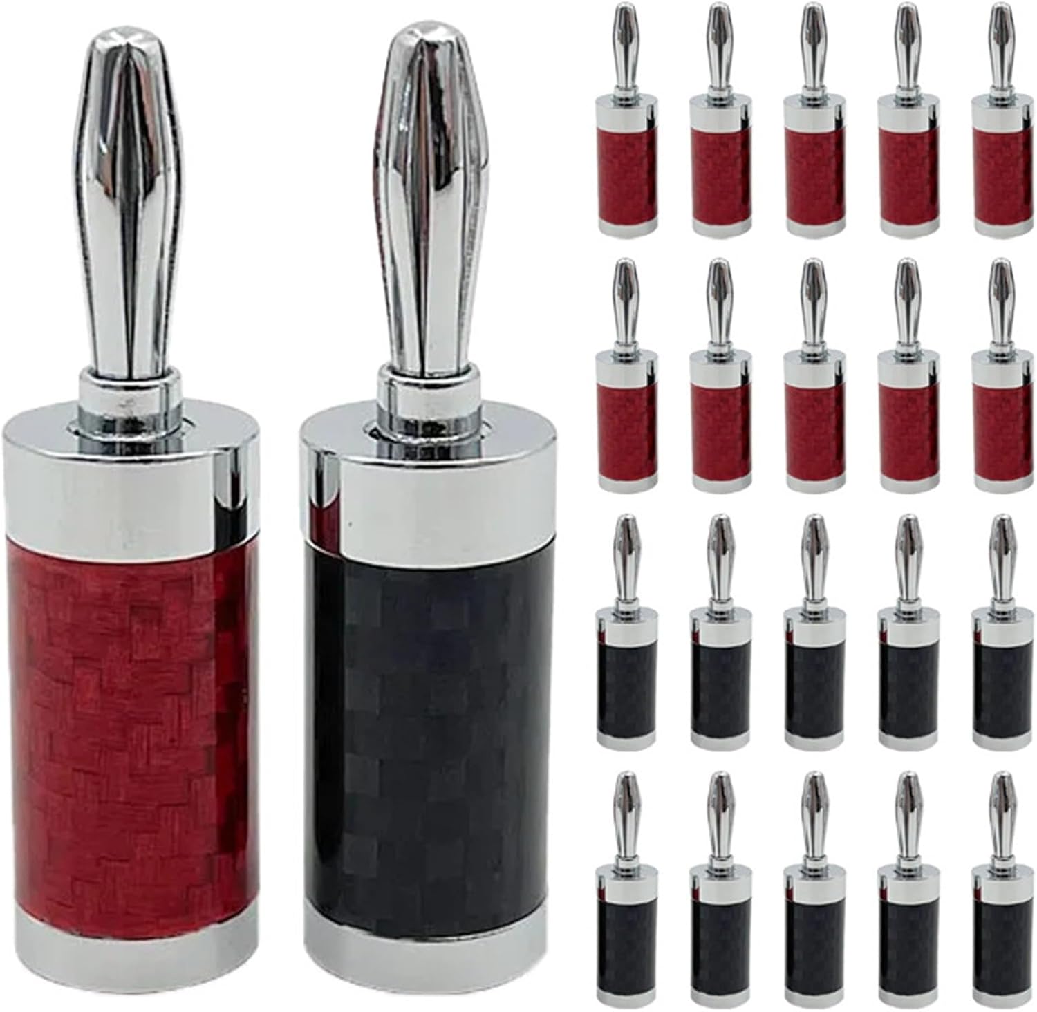 8/40Pcs Rhodium Plated Carbon Fiber Speaker Cable 4mm Banana Male Terminal Jack Audio Connector(40Pcs (20Pairs))