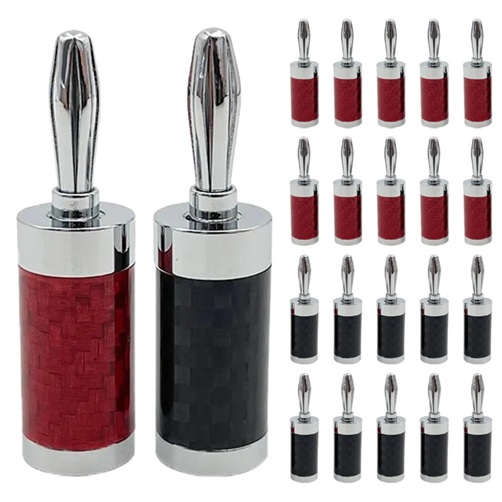8/40 Stück Lautsprecherkabel aus Kohlefaser, rhodiniert, Bananenstecker, 4-mm-Bananenstecker, Audio-Stecker, Terminalstecker (40 Stück (20 Paar))