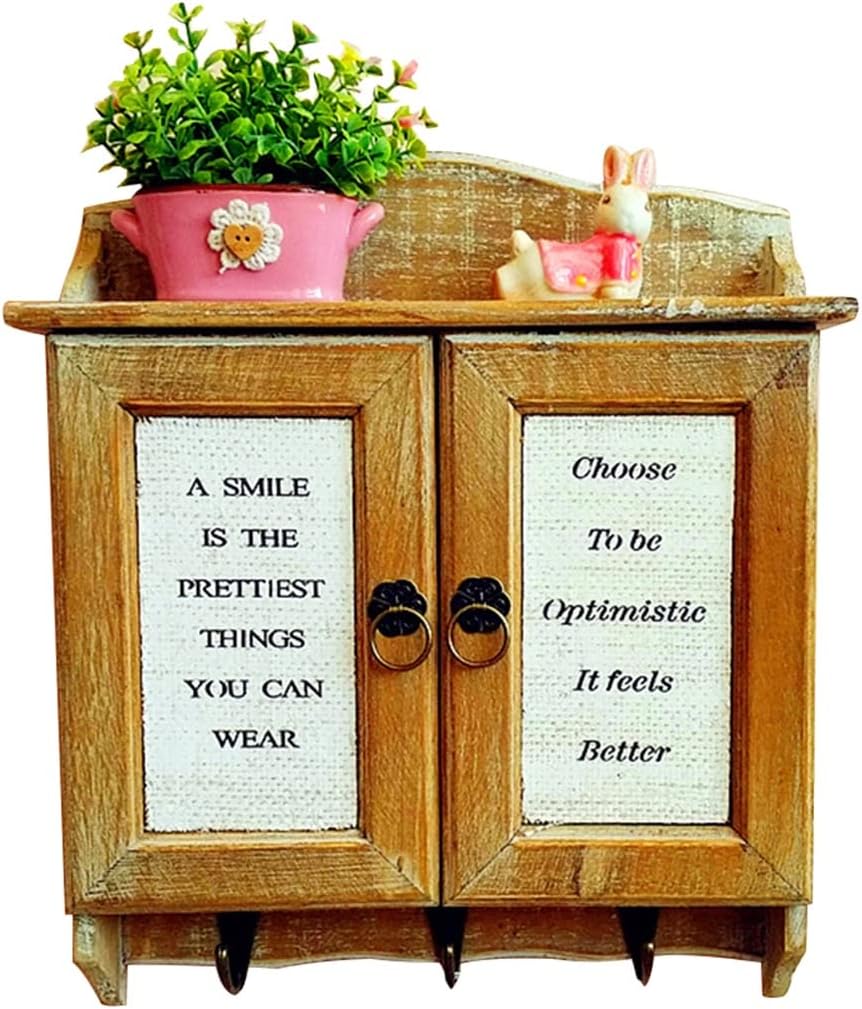 Key Box Wall Mount Decorative American Retro Style Wall-Mounted Key Cabinet, Unique Exterior Decoration Storage Rack, (Color : Natural Color F, Size : 9-Keys)