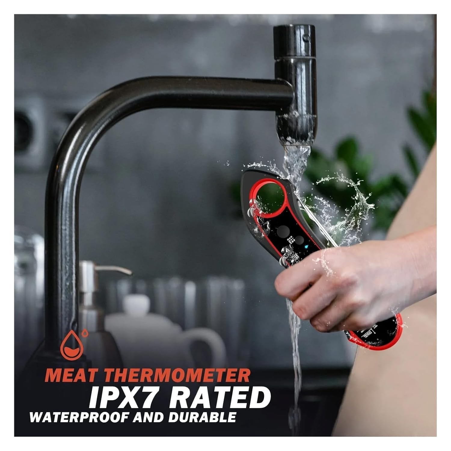 Big Digital LCD Food Thermometer - Fast Accurate Meat Temperature Measurement,Lock Feature, 180° Extended Switch(C)